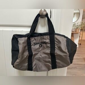 Vintage Spalding Gray & Black Nylon Duffel Bag